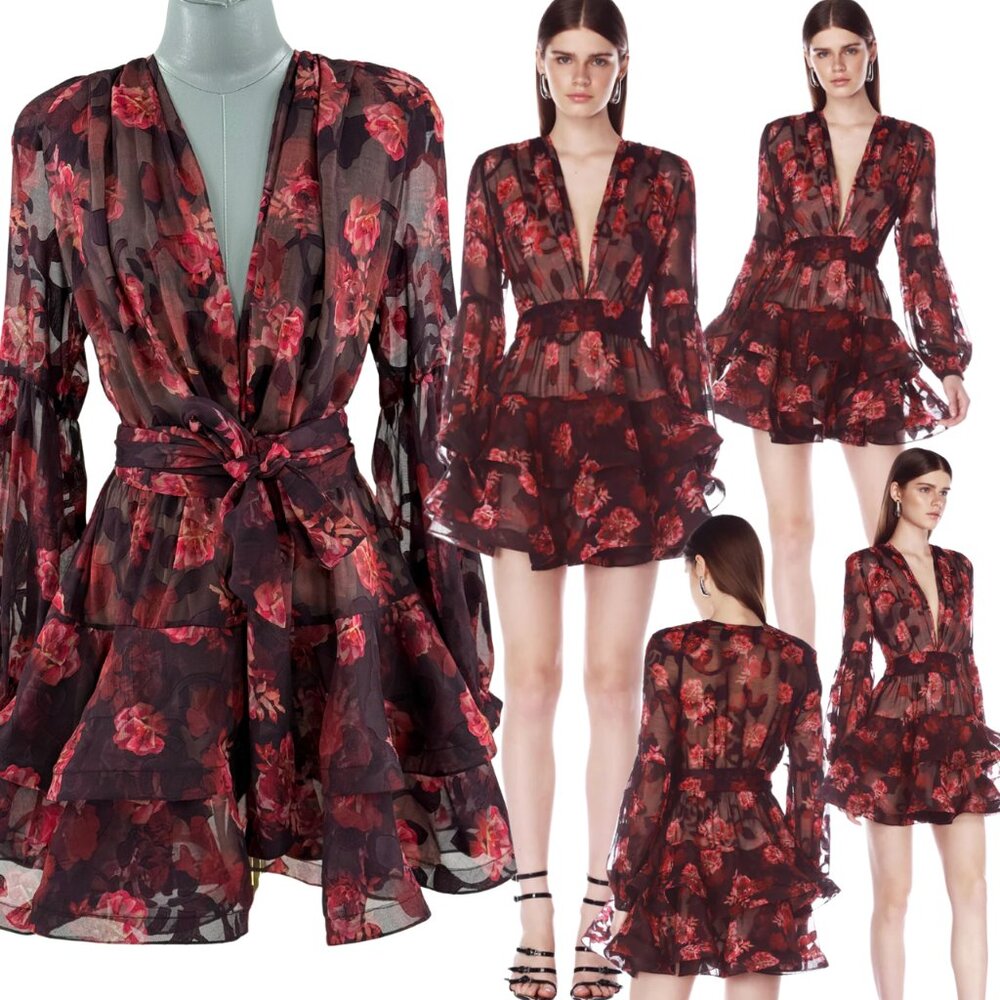 🆕 BRONX & BANCO 🧿 NWOT Bedouin Coastal Mini Dress, Rose Burnout - Sz S US 4
